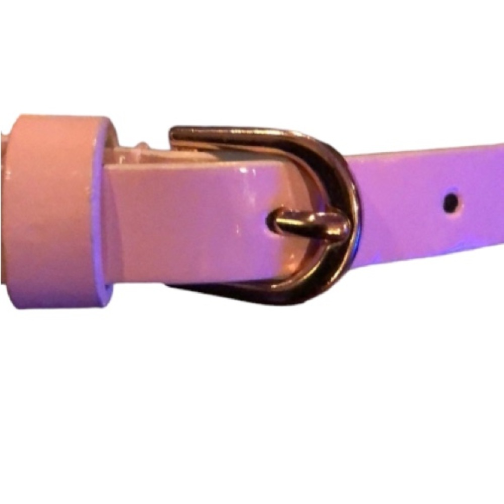 Pink 1/4”faux leather belt with gold hardware  detail NWOT